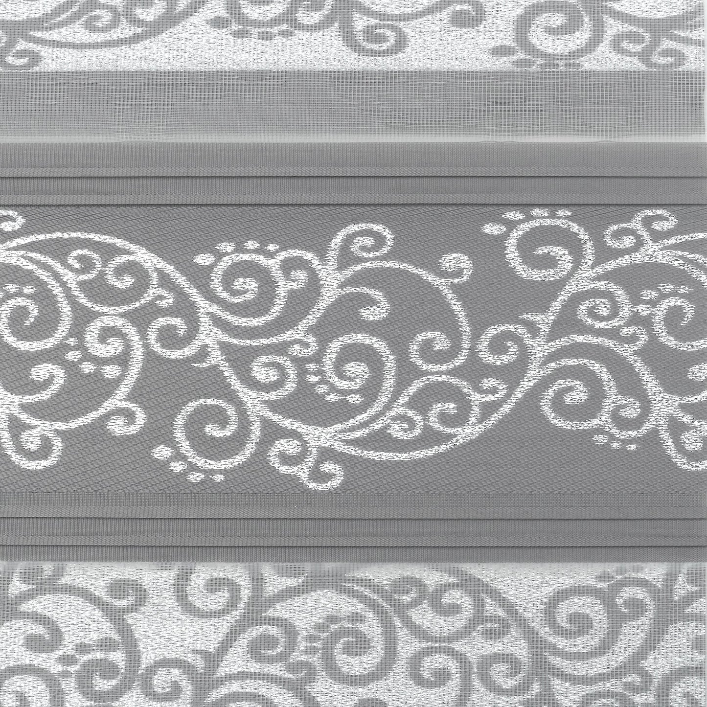 Doppelrollo Zebra Rollo ohne Bohren Klemmfix Grau Silber Ornament mit Perlen