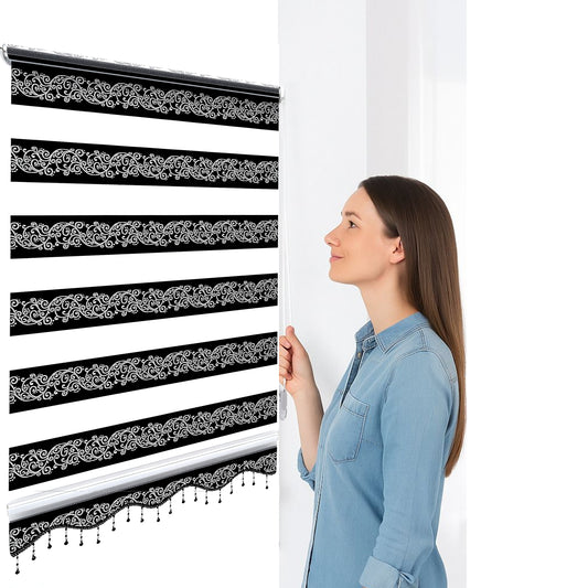 Doppelrollo Duorollo Zebra Rollo ohne Bohren Klemmfix Fensterrollo Türen
