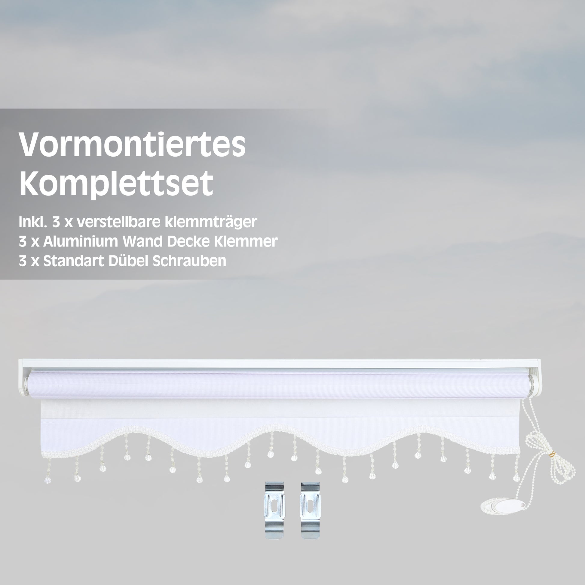 Doppelrollo Klemmfix Duorollo Tür- – Sonnenschutz und Brillant Gardinen Weiß Fensterrollo