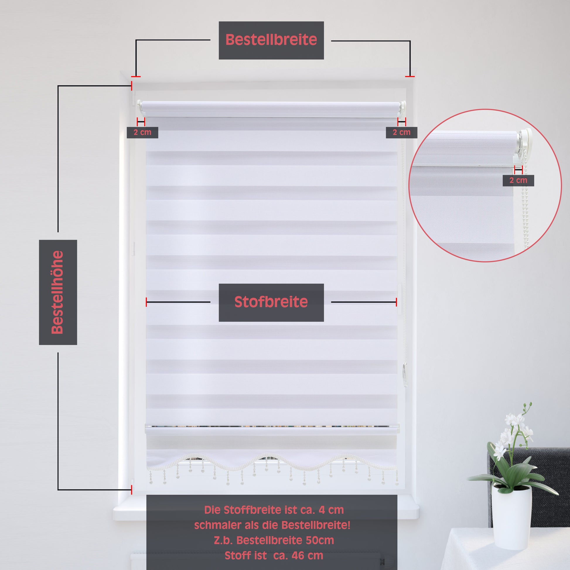Brillant Gardinen – Sonnenschutz Tür- Fensterrollo Weiß Klemmfix Duorollo und Doppelrollo